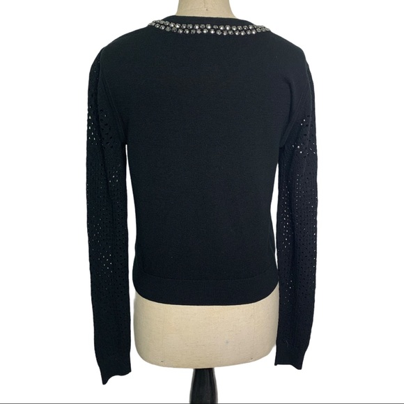 DVF Donna Cardigan Sweater Small Black C228 - Picture 3 of 6